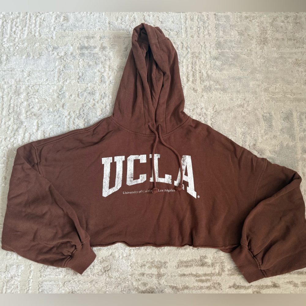 UCLA Brown Cropped Hoodie Sweater